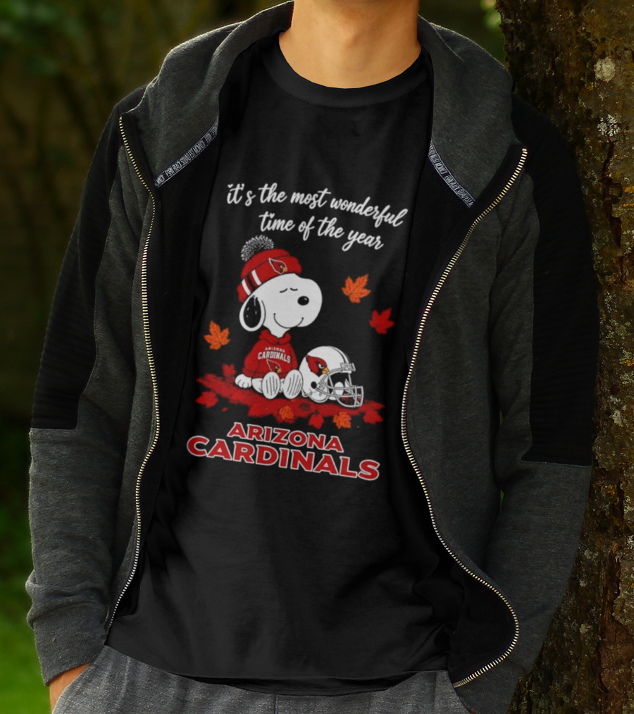 Arizona Cardinals Snoopy Fall Halloween It's The Most Wonderful Time Of The Year 2026 T-Shirt