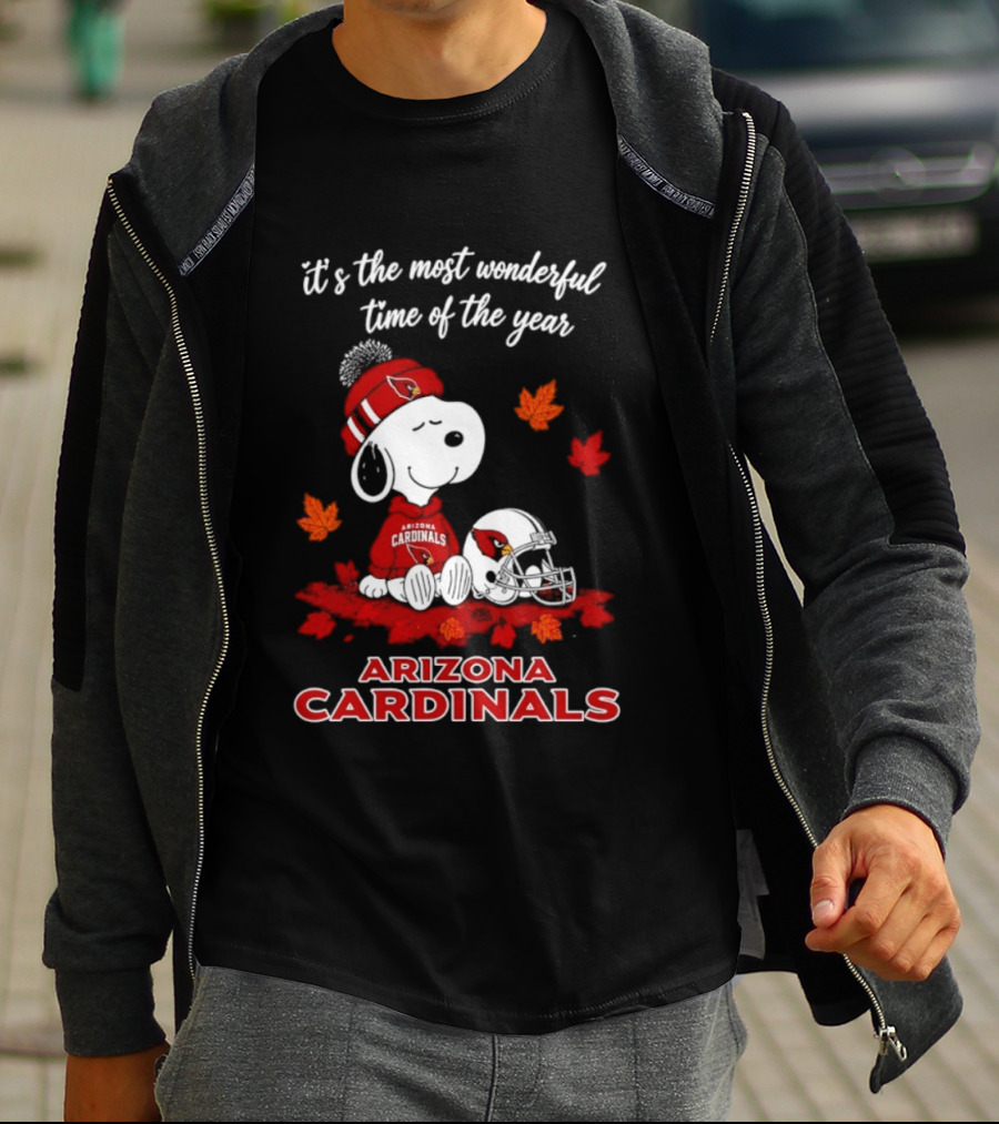Arizona Cardinals Snoopy Fall Halloween It's The Most Wonderful Time Of The Year 2026 T-Shirt