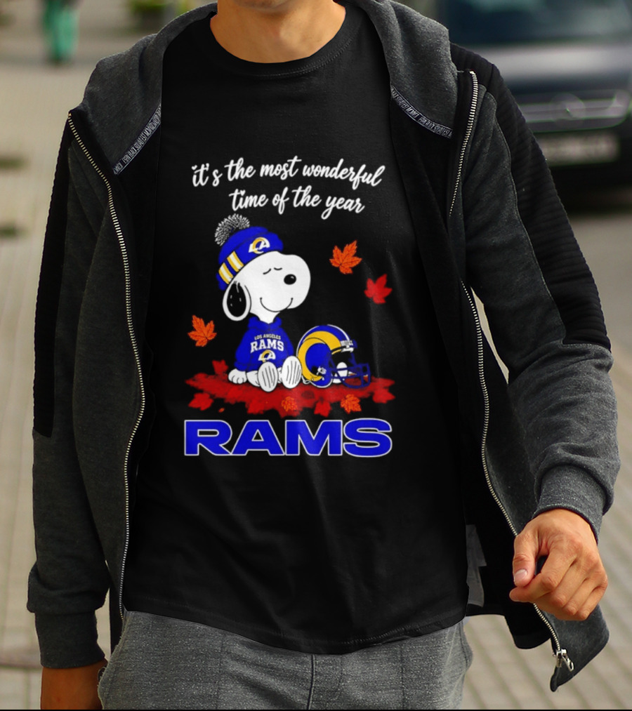 Los Angeles Rams Snoopy Fall Halloween It's The Most Wonderful Time Of The Year 2026 T-Shirt