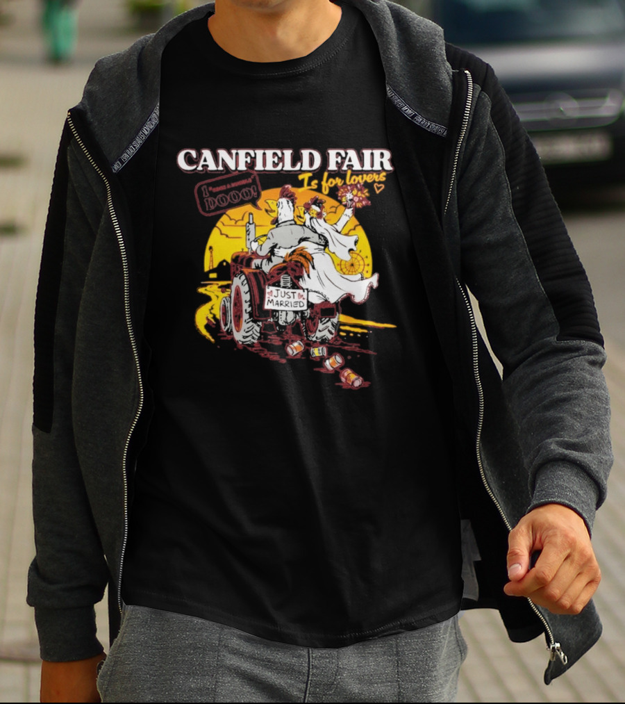 Canfield Fair Just Married Romance Tractor Boom Sunset T-Shirt