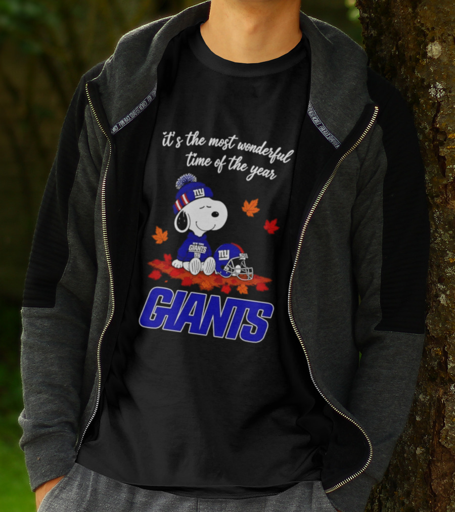 New York Giants Snoopy Fall Halloween 2026 Most Wonderful Time Of The Year T-Shirt