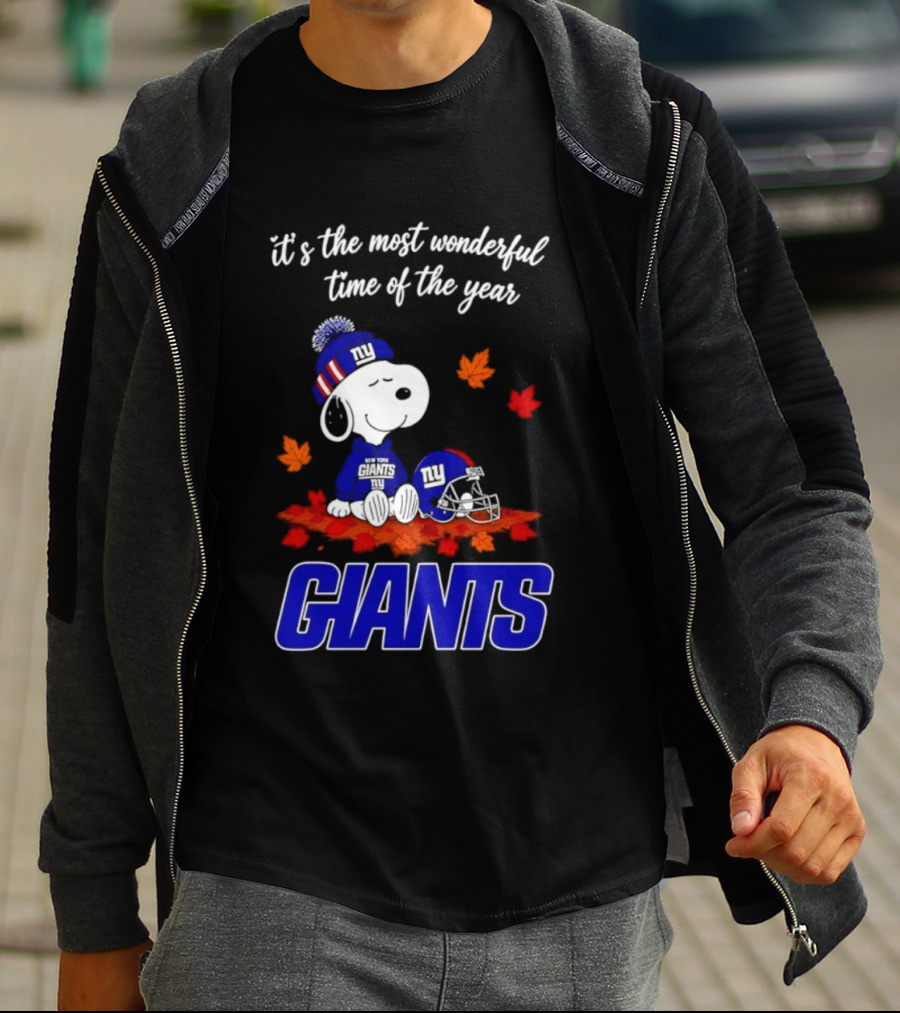 New York Giants Snoopy Fall Halloween 2026 Most Wonderful Time Of The Year T-Shirt