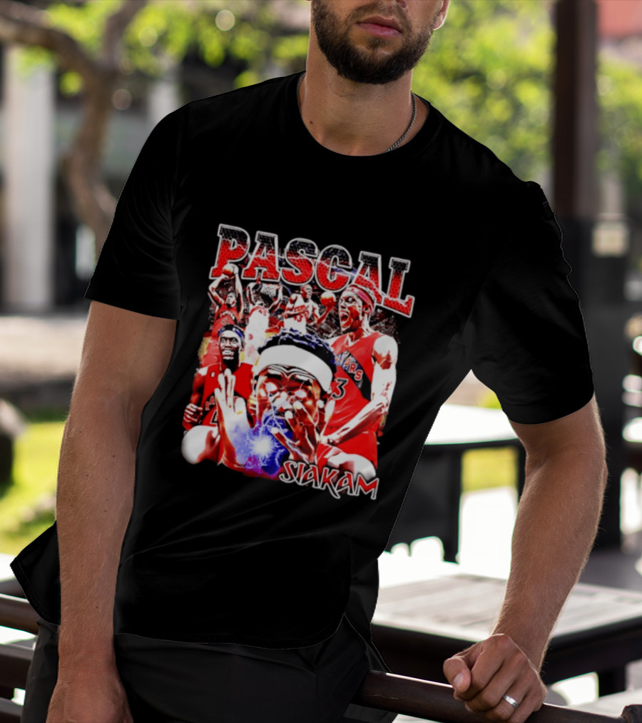 Pascal Siakam Toronto Raptors Thunder Eyes Basketball Player Action Collage T-Shirt