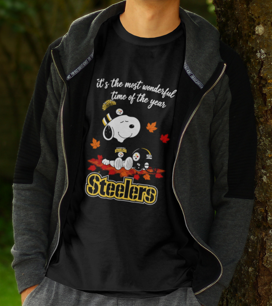 Pittsburgh Steelers Snoopy Fall Halloween 2026 It's The Most Wonderful Time Of The Year T-Shirt
