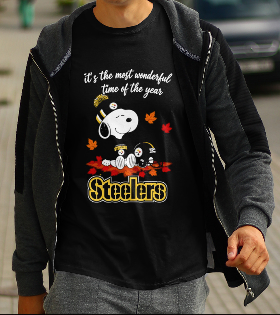 Pittsburgh Steelers Snoopy Fall Halloween 2026 It's The Most Wonderful Time Of The Year T-Shirt