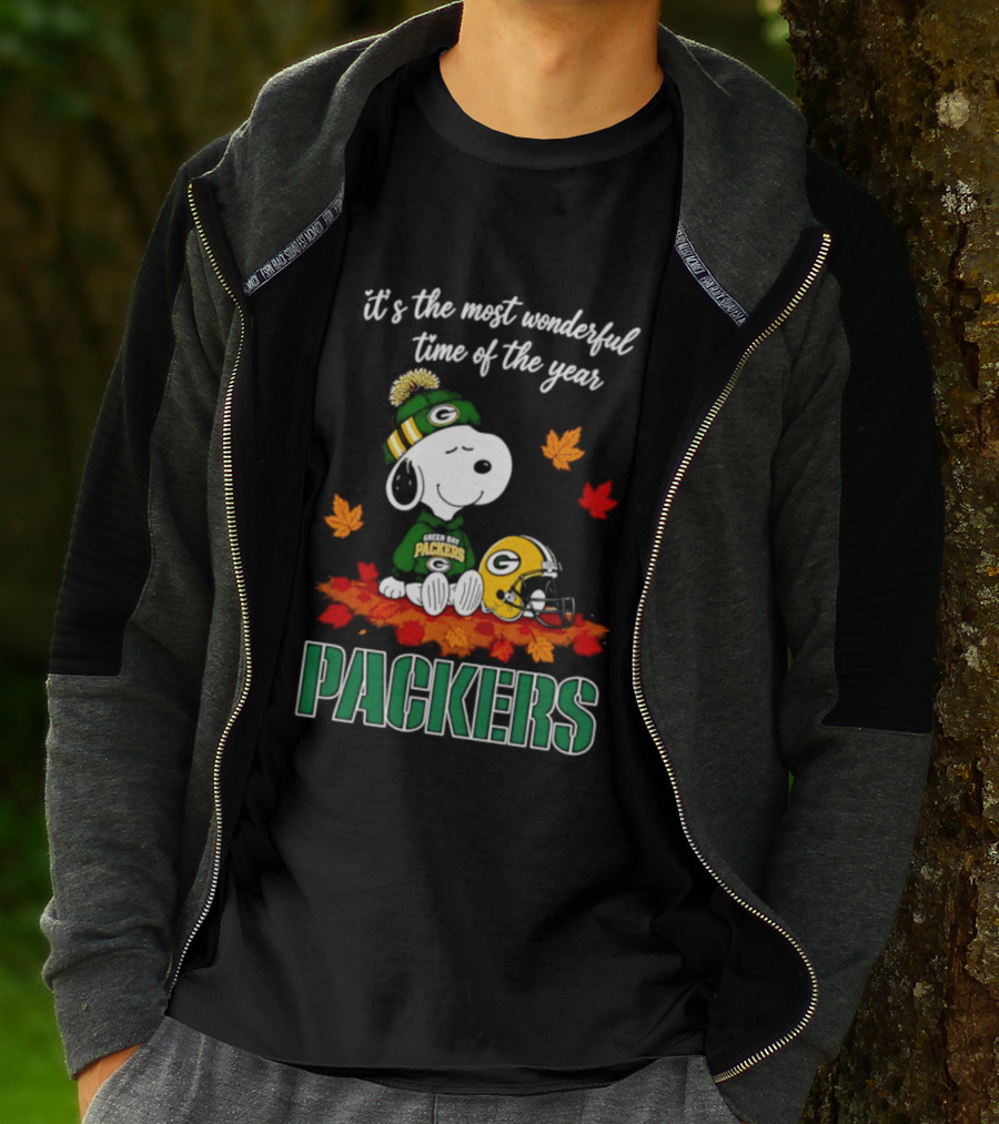 Packers Snoopy Fall Halloween 2026 Most Wonderful Time Of The Year T-Shirt