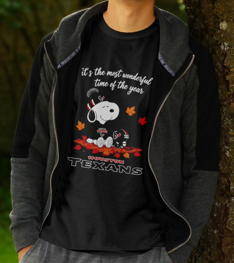 Houston Texans Snoopy Fall Halloween 2026 Most Wonderful Time Of The Year T-Shirt