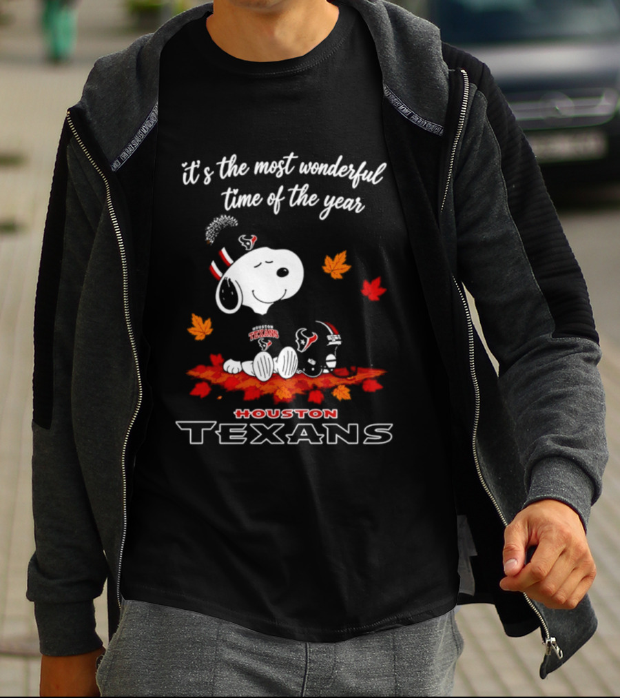Houston Texans Snoopy Fall Halloween 2026 Most Wonderful Time Of The Year T-Shirt