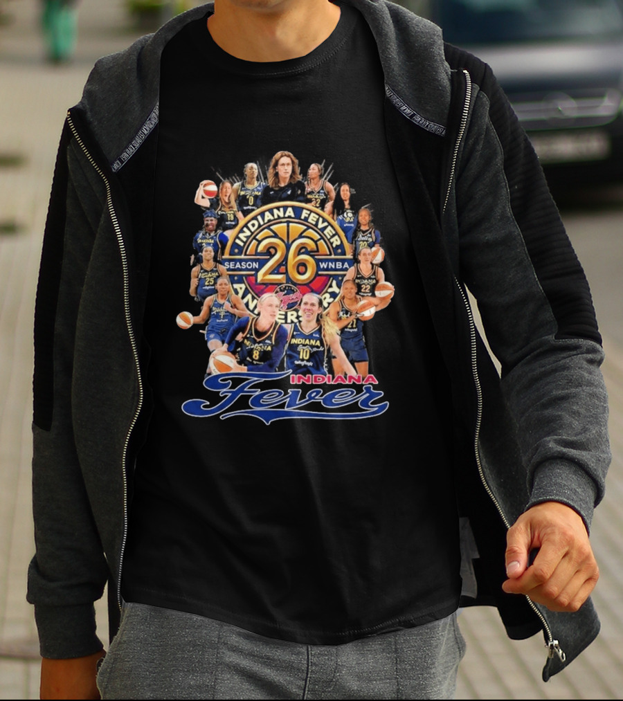 Indiana Fever 26 Season WNBA Anniversary Team Roster T-Shirt