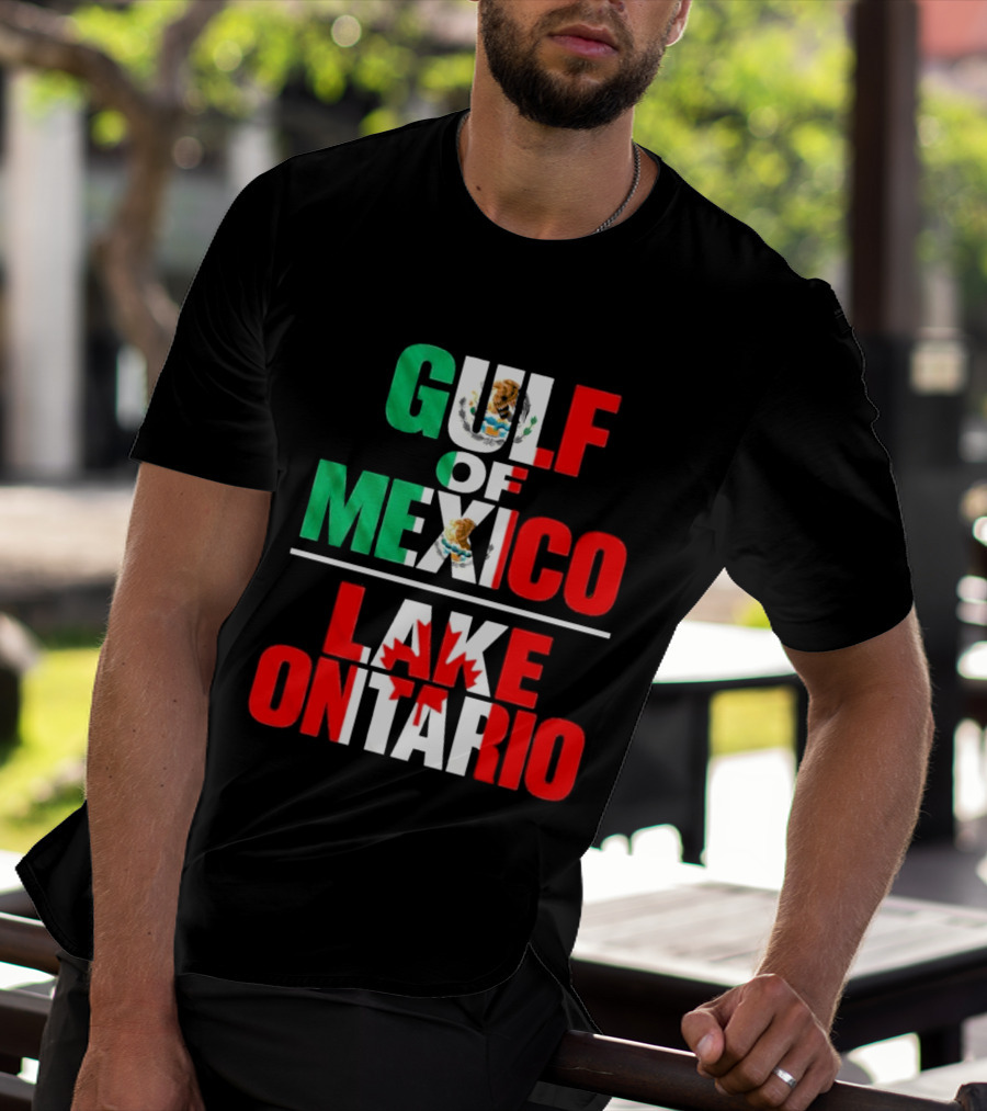 Gulf Of Mexico Lake Ontario Mexican Flag Canadian Maple Leaf Fusion T-Shirt