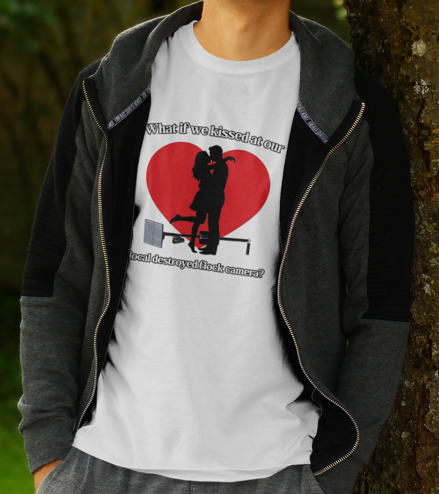 What If We Kissed At Our Local Destroyed Flock Camera Romantic Heart T-Shirt