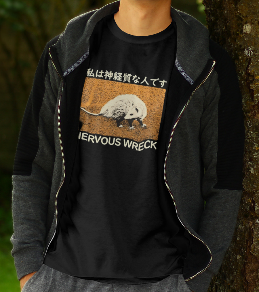 Opossum Nervous Wreck Vintage Style Wildlife Humor T-Shirt