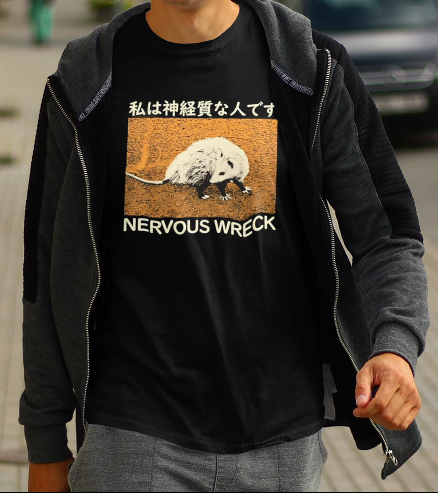 Opossum Nervous Wreck Vintage Style Wildlife Humor T-Shirt