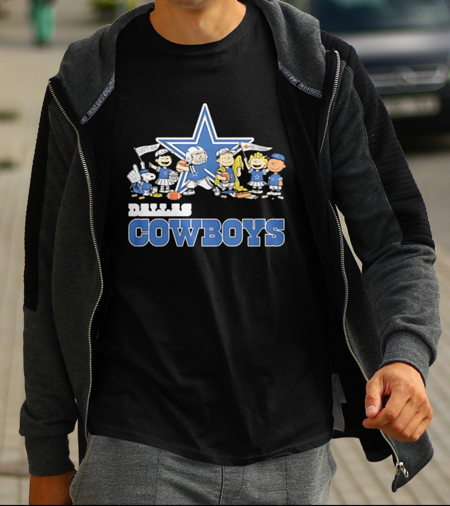 Dallas Cowboys Peanuts Characters Team Collaboration T-Shirt