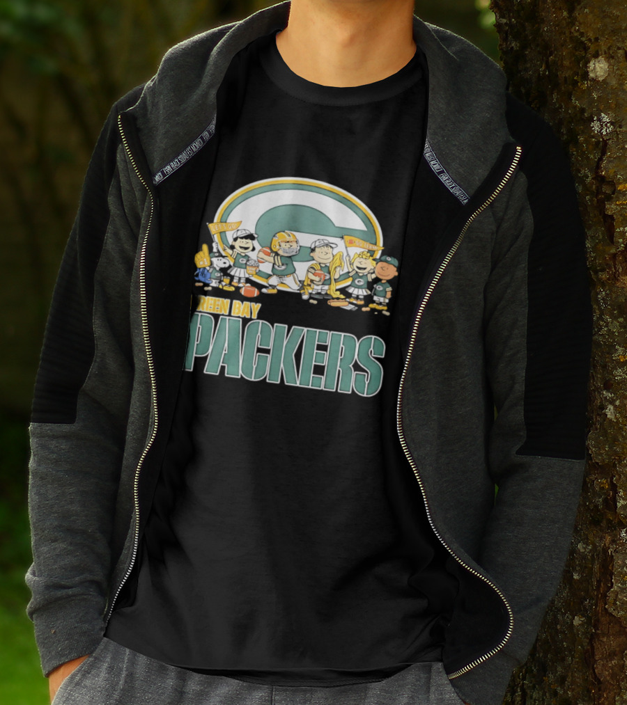 Peanuts Characters Celebrating Green Bay Packers Let's Go Go Team T-Shirt
