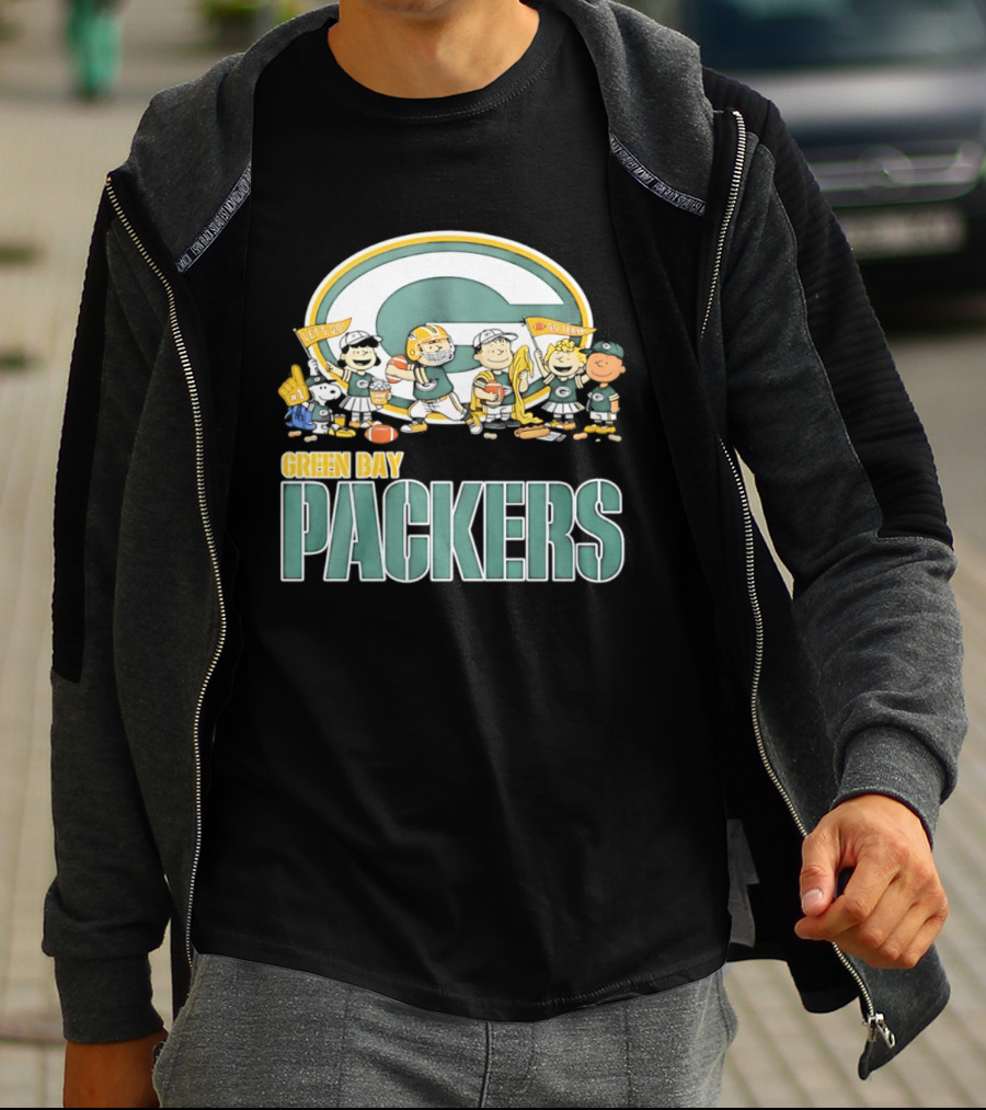 Peanuts Characters Celebrating Green Bay Packers Let's Go Go Team T-Shirt