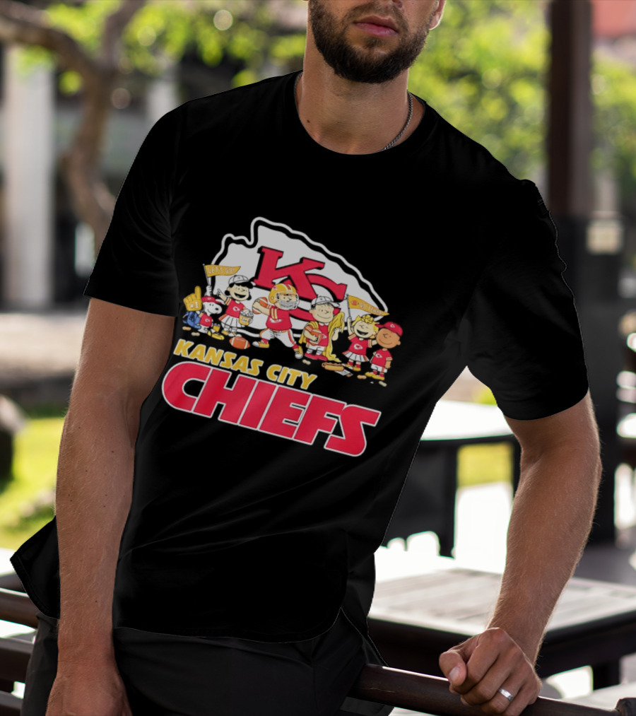 Kansas City Chiefs Peanuts Characters Go Team Let's Go T-Shirt