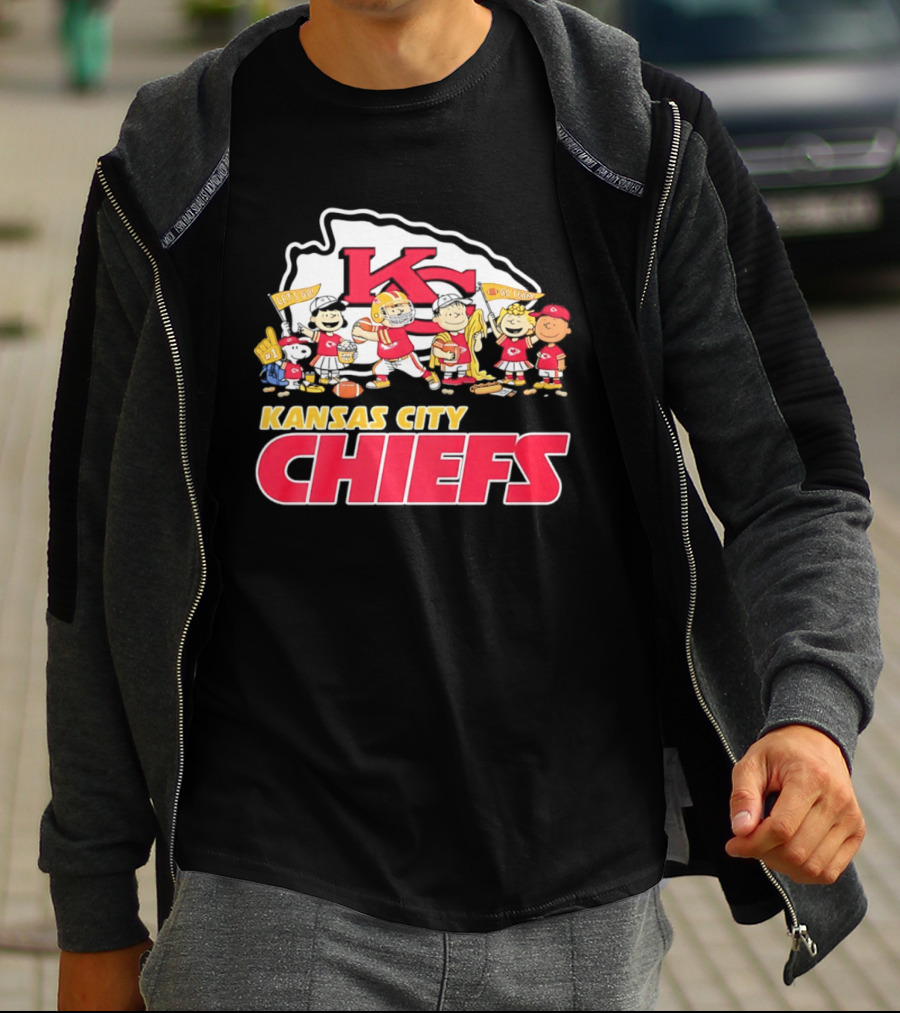 Kansas City Chiefs Peanuts Characters Go Team Let's Go T-Shirt