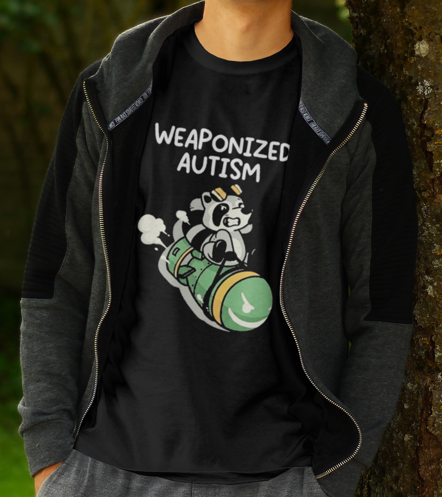 Weaponized Autism Raccoon Riding Missile T-Shirt