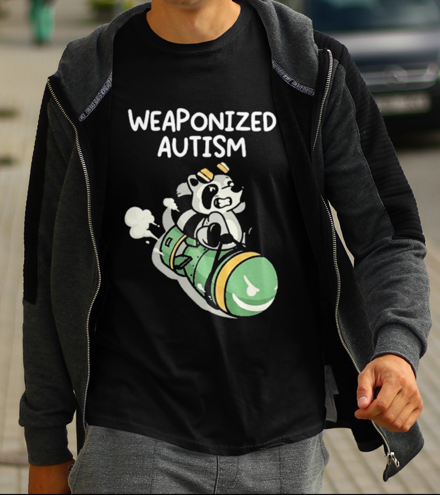 Weaponized Autism Raccoon Riding Missile T-Shirt