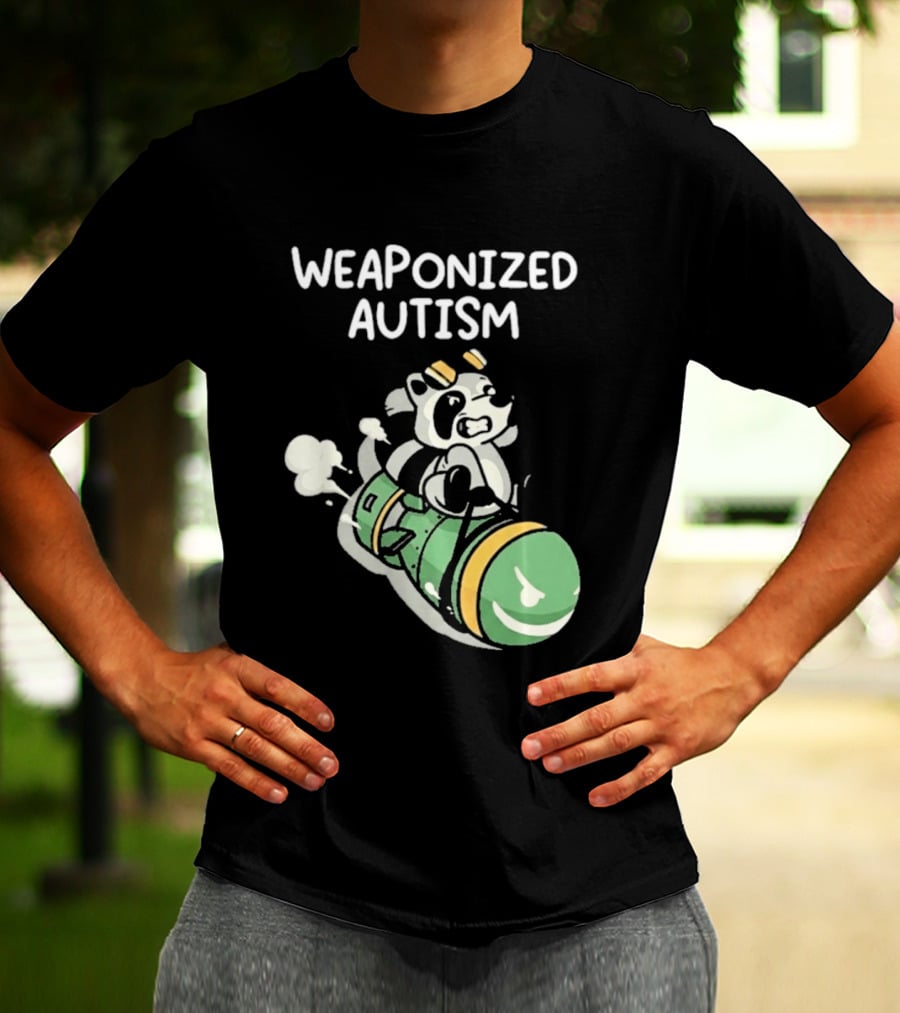 Weaponized Autism Raccoon Riding Missile T-Shirt