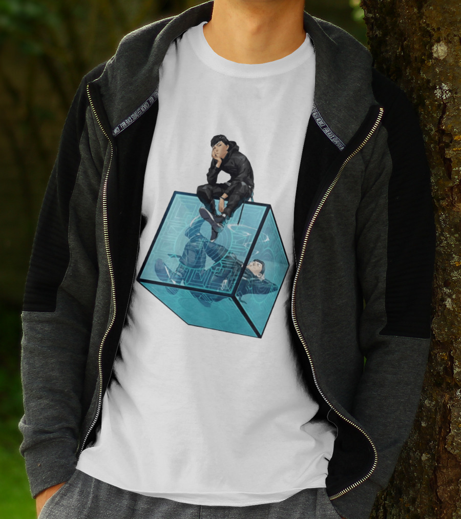 Ghostwire Tokyo Character Sitting On Cyber Cube T-Shirt