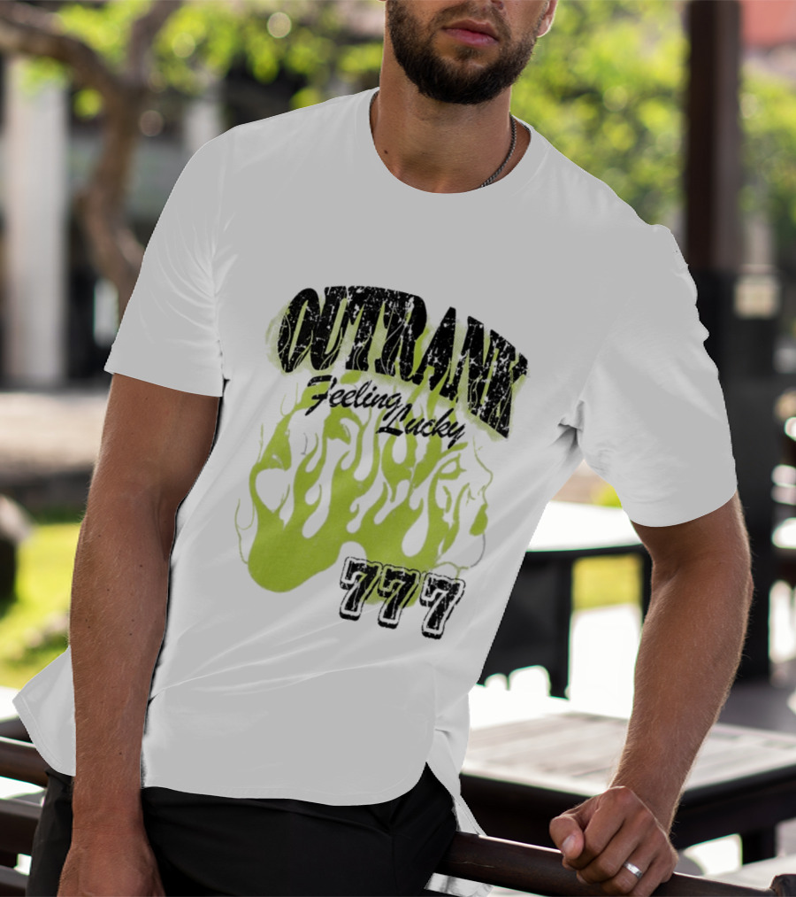 Outrank Feeling Lucky 777 Green Flames T-Shirt