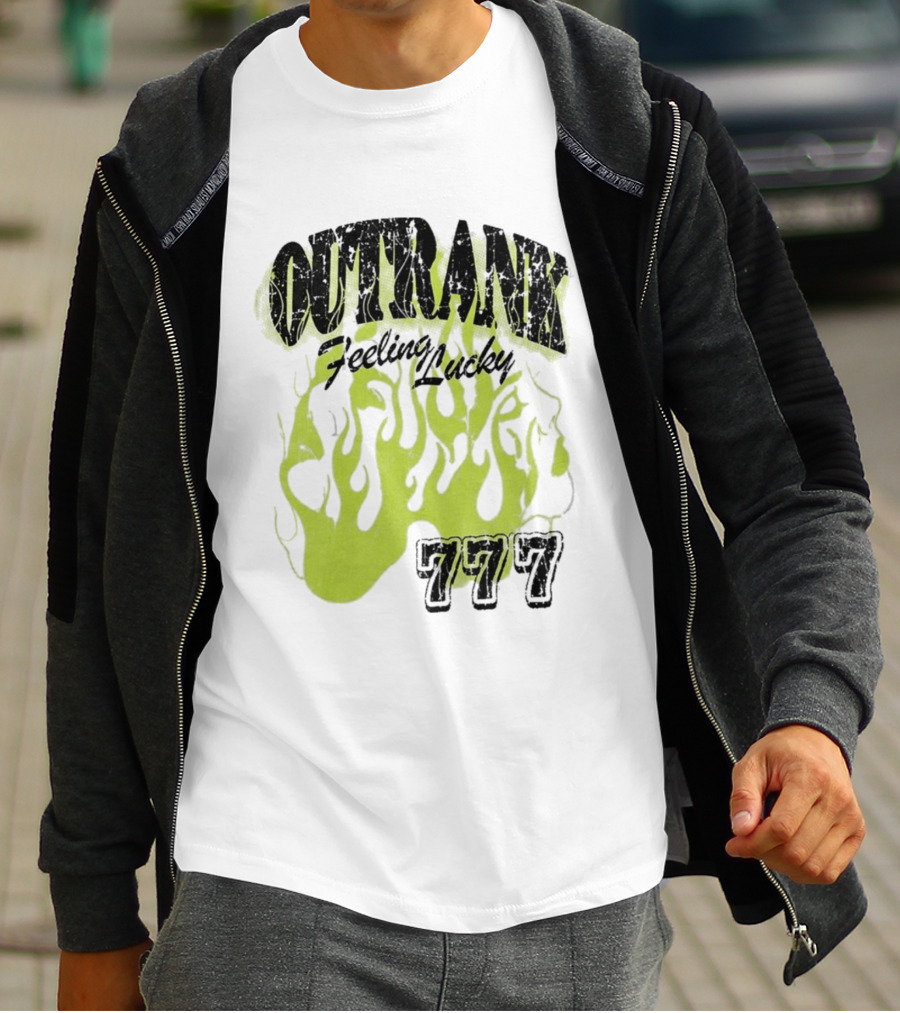 Outrank Feeling Lucky 777 Green Flames T-Shirt