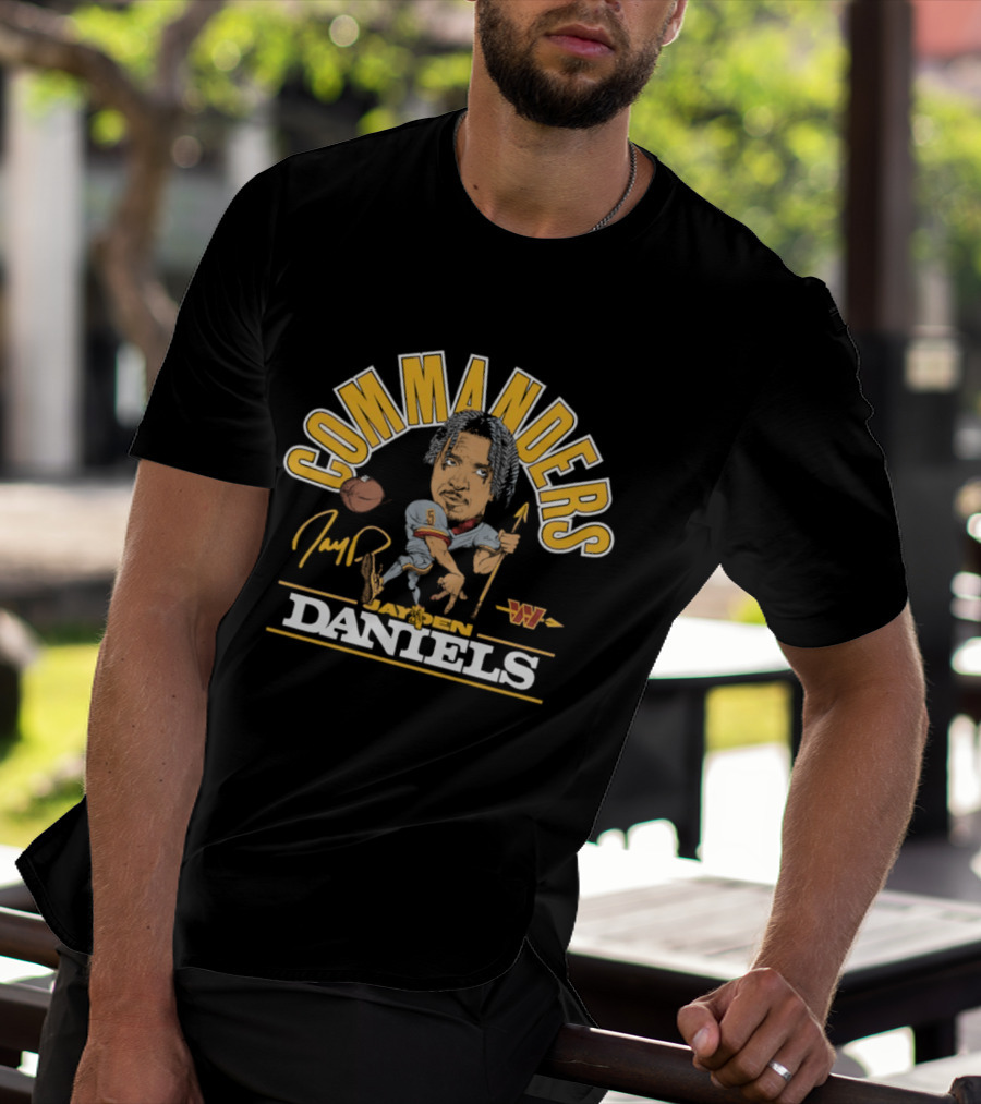 Washington Commanders Football Jayden Daniels Caricature T-Shirt
