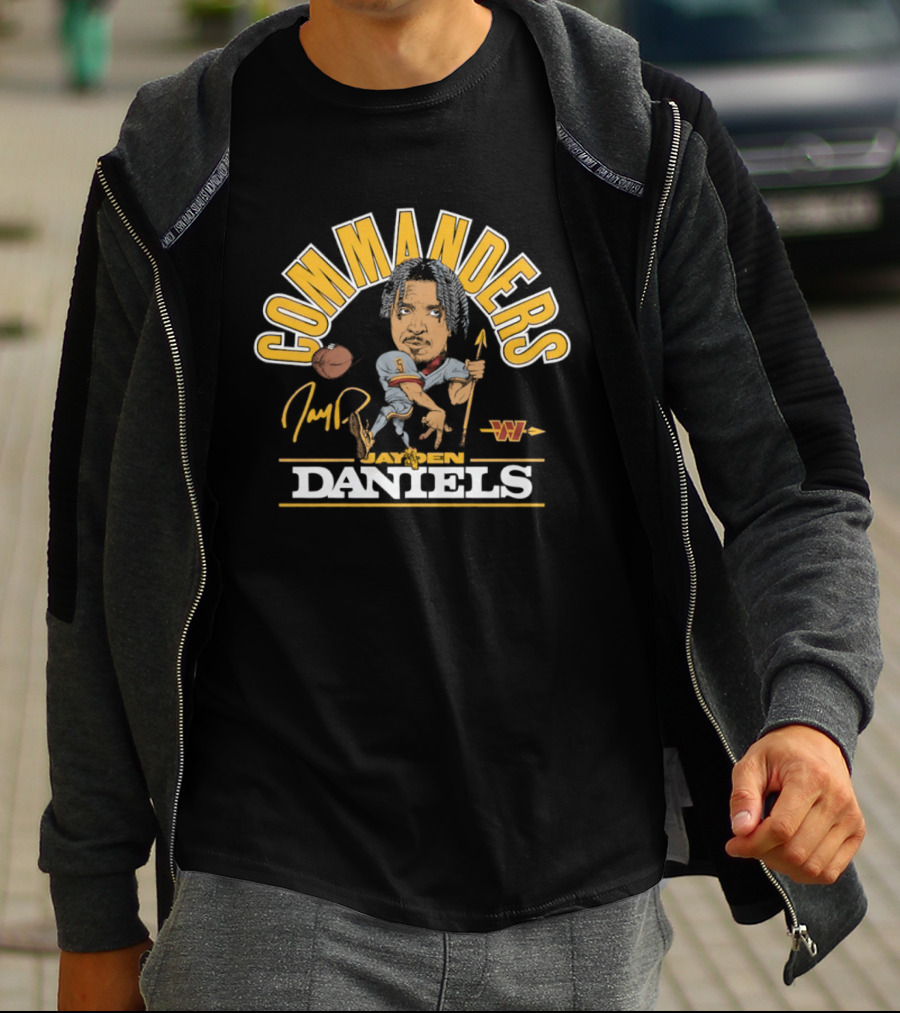 Washington Commanders Football Jayden Daniels Caricature T-Shirt