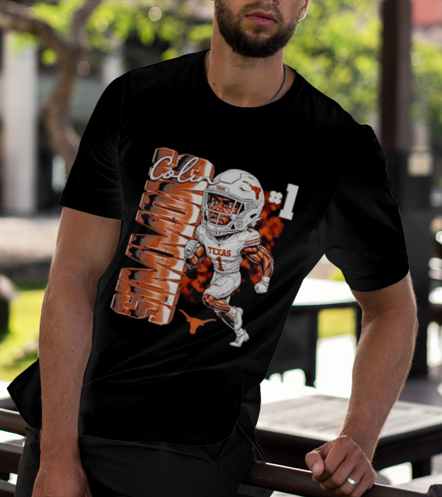 Colin Simmons #1 Texas Longhorns Football Caricature T-Shirt