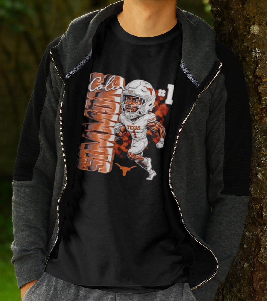 Colin Simmons #1 Texas Longhorns Football Caricature T-Shirt
