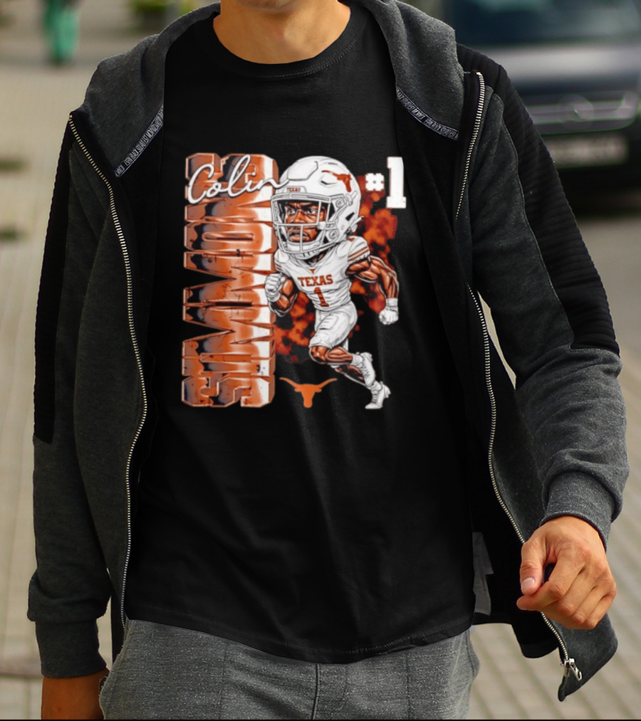 Colin Simmons #1 Texas Longhorns Football Caricature T-Shirt