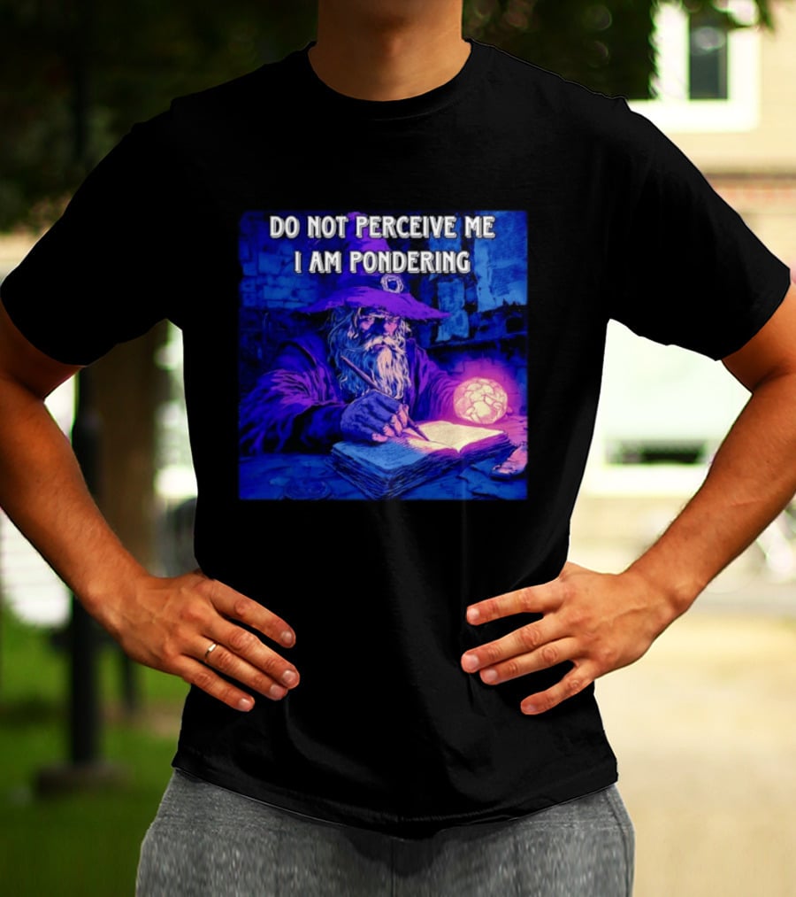 Do Not Perceive Me I Am Pondering Wizard Magical Book And Glowing Orb T-Shirt