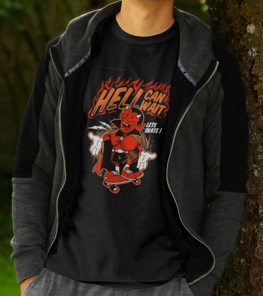 Hell Can Wait Let's Skate Devil Skateboarding T-Shirt