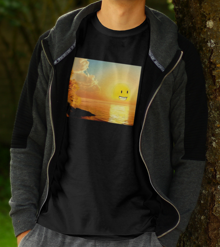 Golden Coin Face Sunset Over Water Inspired By Battle For Dream Island T-Shirt
