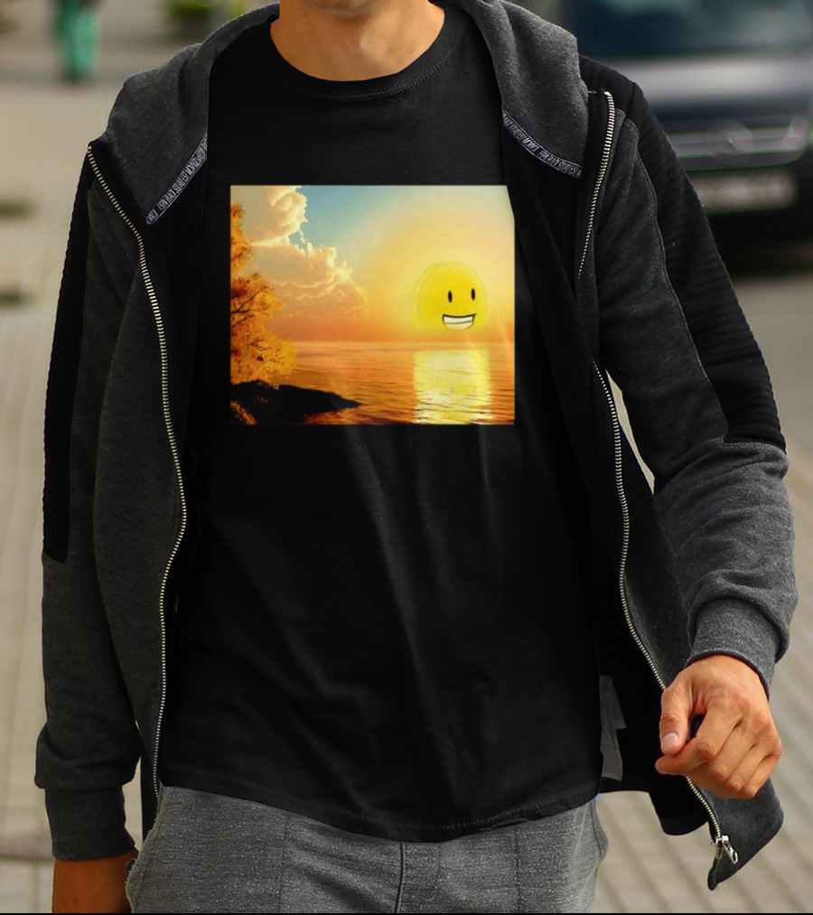 Golden Coin Face Sunset Over Water Inspired By Battle For Dream Island T-Shirt