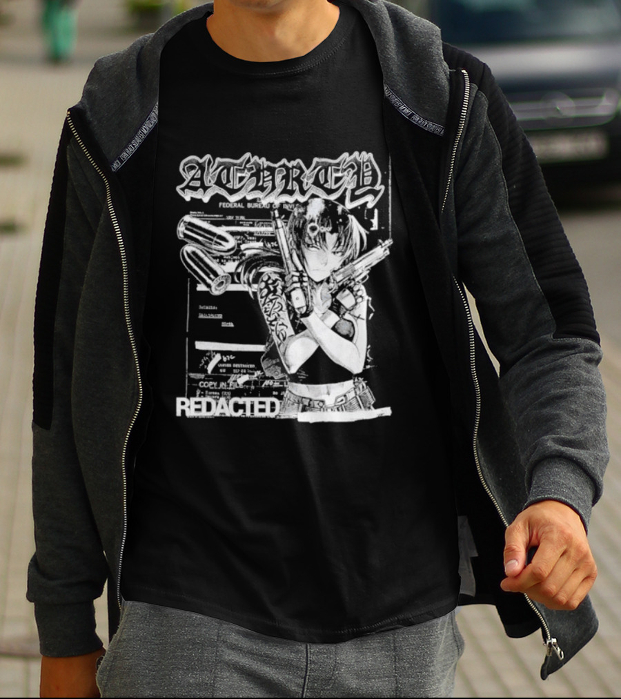 Top Revy With Gun Federal Bureau Of Investigation Redacted Anime Girl T-Shirt
