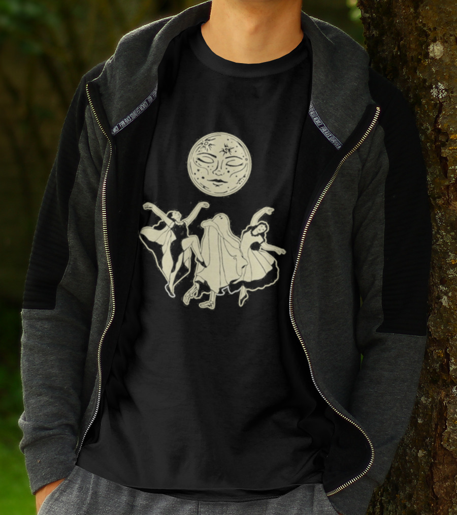 Two Girls Ghostly Dance Under Moon T-Shirt
