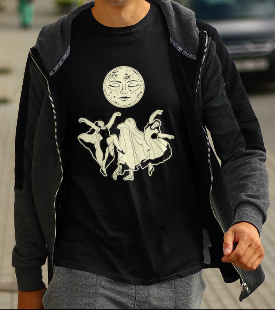 Two Girls Ghostly Dance Under Moon T-Shirt