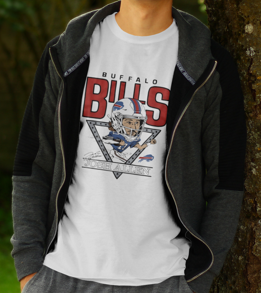 Buffalo Bills Josh Allen Football Caricature Triangle T-Shirt