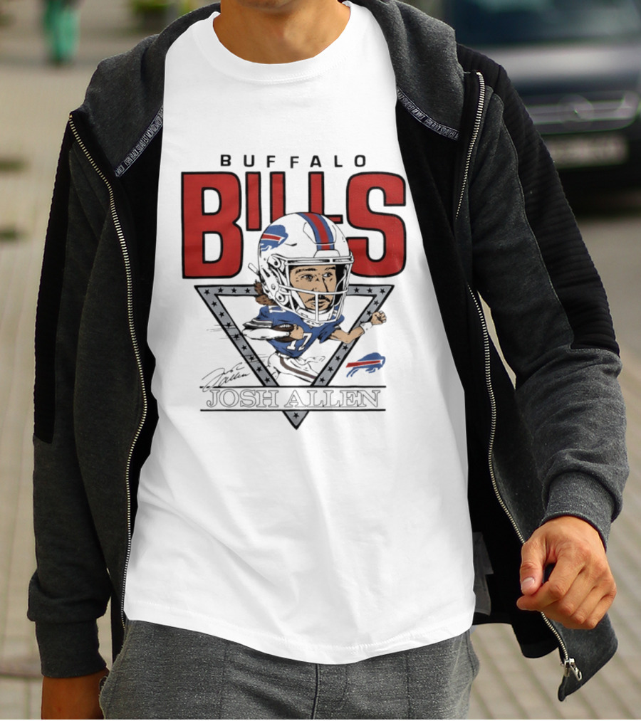 Buffalo Bills Josh Allen Football Caricature Triangle T-Shirt