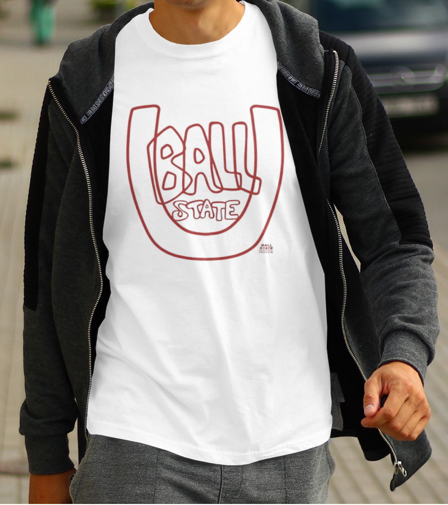 Ball State U Bold Red Text Inside Horseshoe T-Shirt