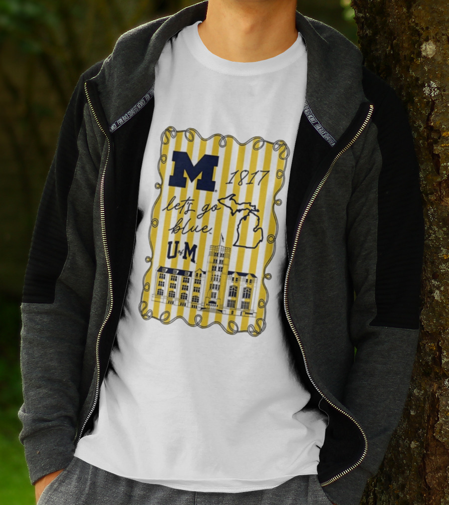 Michigan Wolverines M 1817 Let's Go Blue U Of M Campus Map T-Shirt