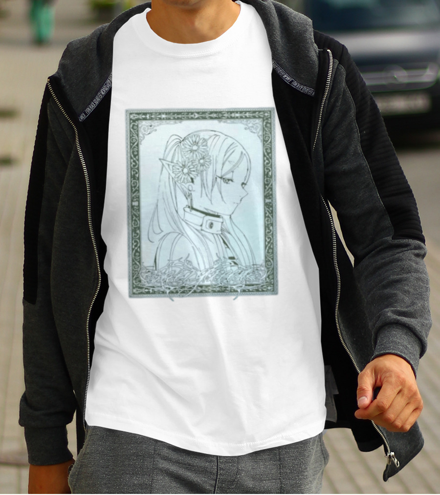 Frieren Evergreen Elf Girl Floral Fantasy Art Nouveau T-Shirt