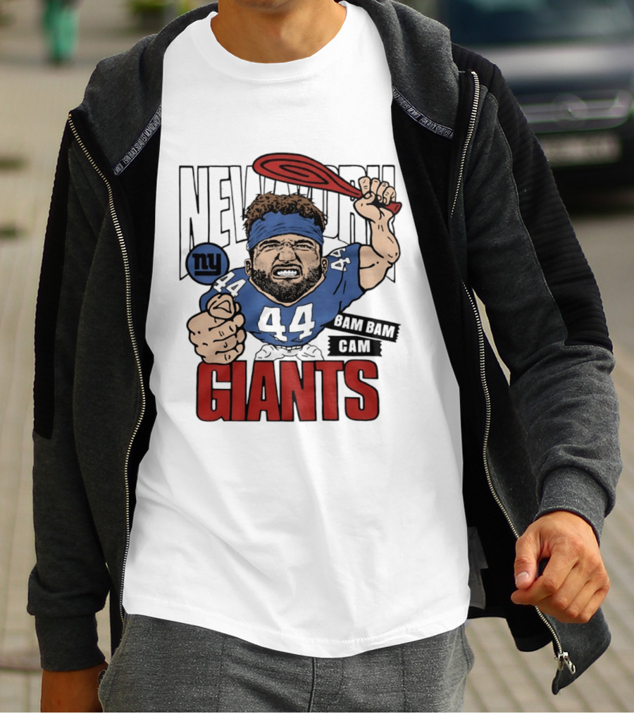 New York Giants Bam Bam Cam 44 Caricature Football ан T-Shirt