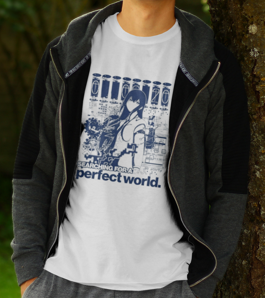 Steins Gate Kurisu Makise Searching For A Perfect World T-Shirt