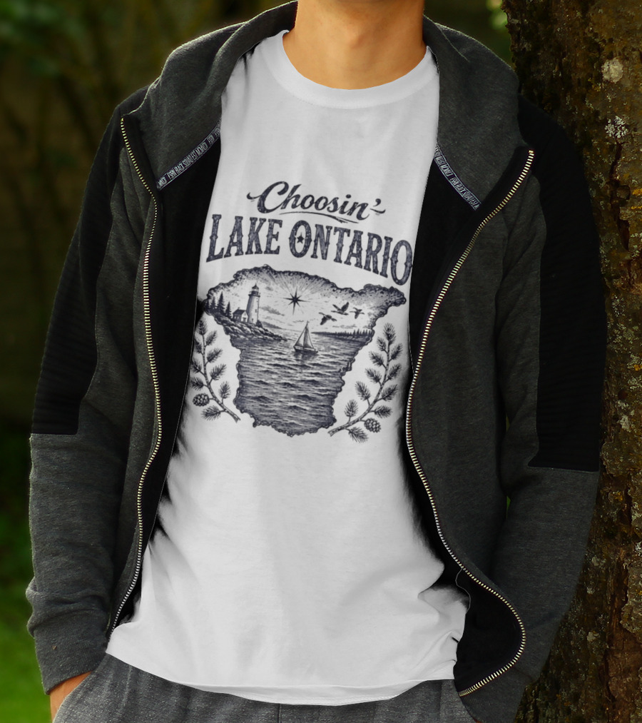 Choosin' Lake Ontario Nautical Adventure Map T-Shirt