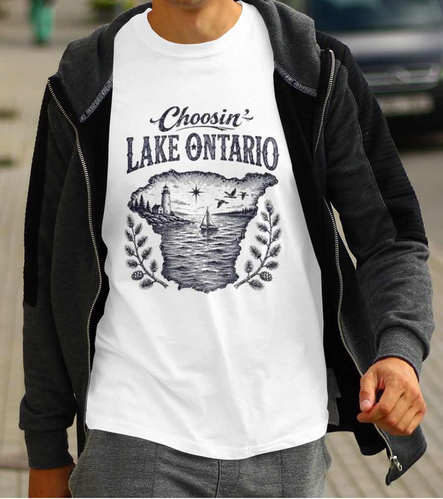 Choosin' Lake Ontario Nautical Adventure Map T-Shirt