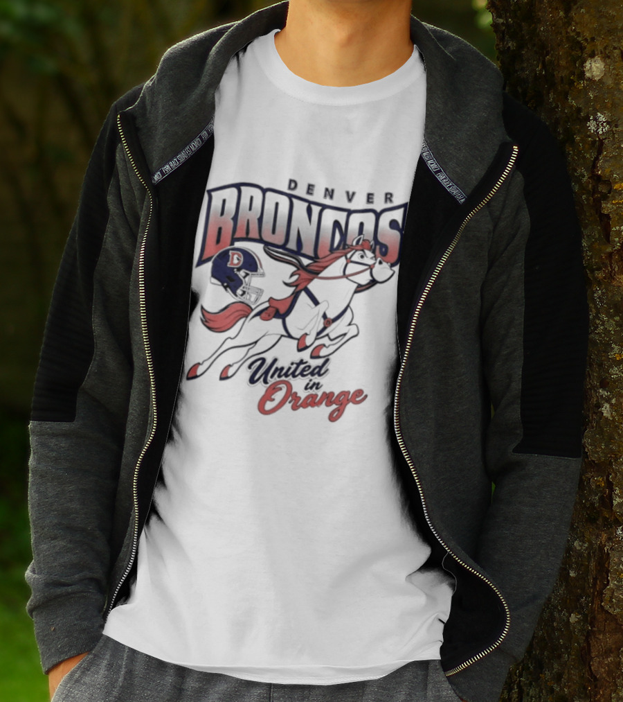 Denver Broncos United In Orange Football Helmet Horse T-Shirt